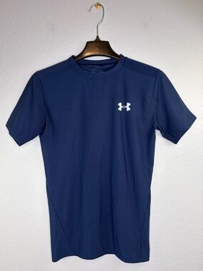 UNDER ARMOUR NAVY BLUE TECH COMPRESSION SHIRT SIZE LARGE